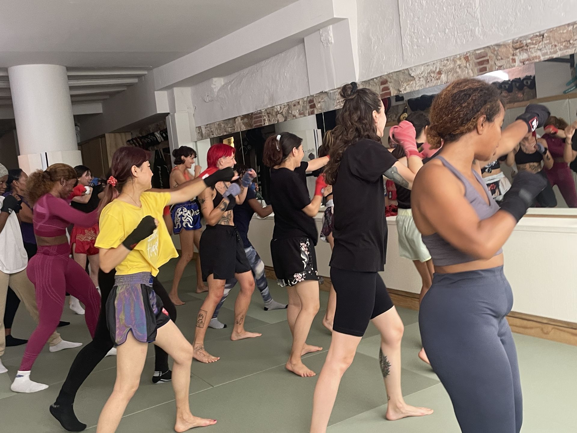 Migrant women doing martial arts